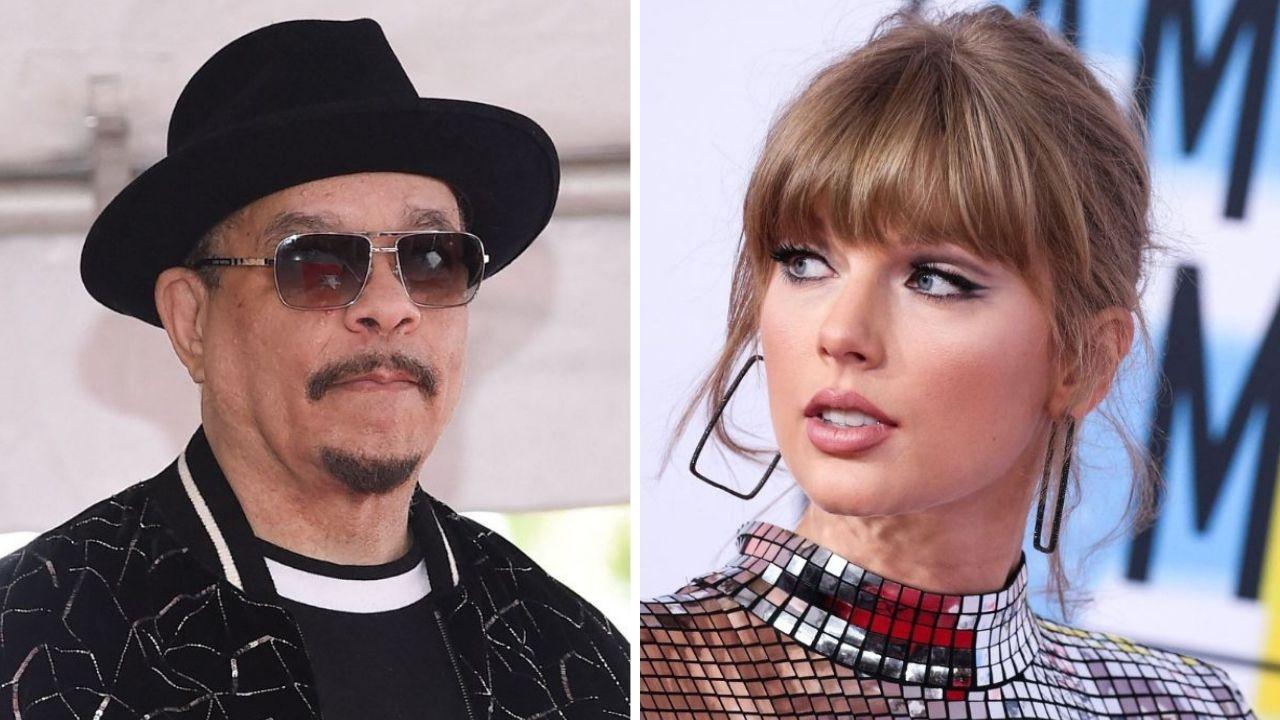 Split photo of Ice-T and Taylor Swift