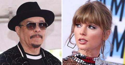 Split photo of Ice-T and Taylor Swift