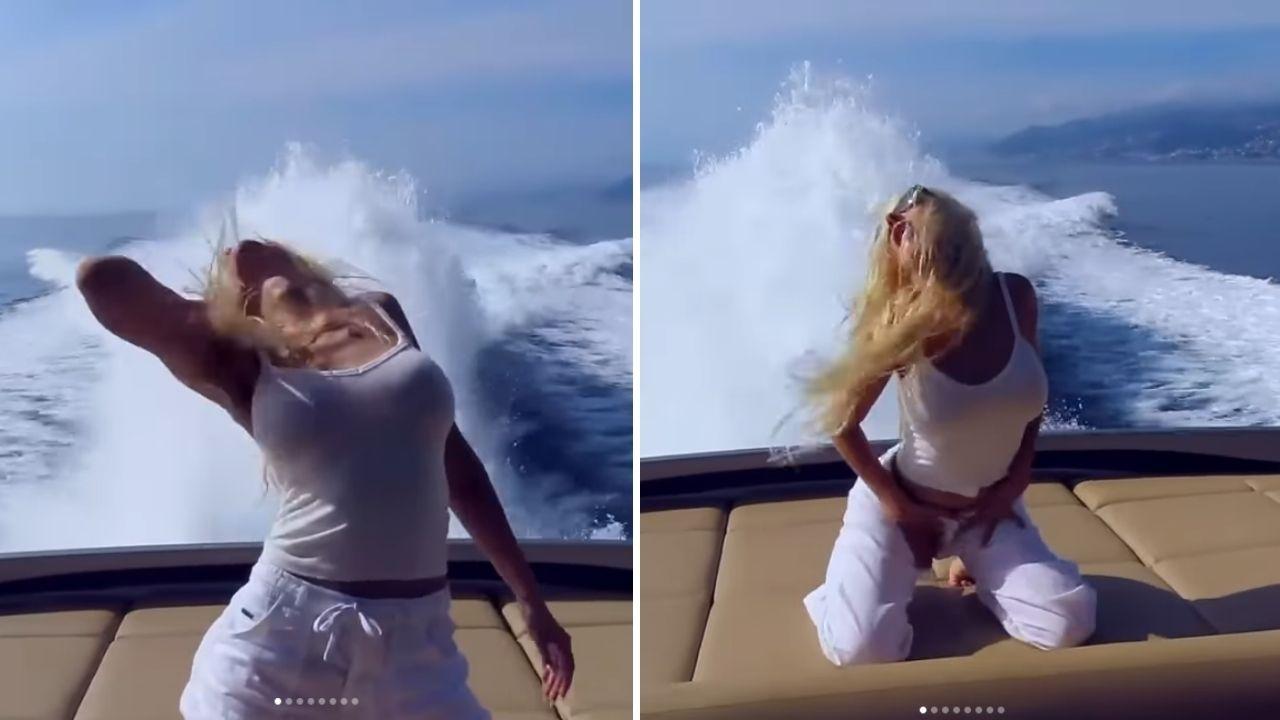 image of Christina Aguilera gave fans a glimpse of her Italian getaway with a playful boat video.