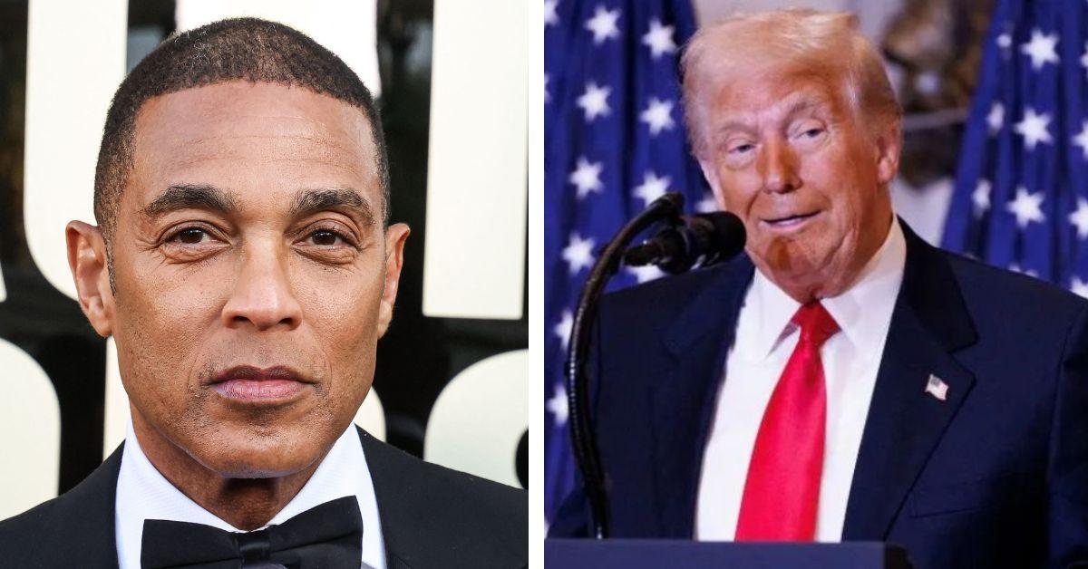 split photo of don lemon and donald trump
