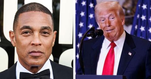 split photo of don lemon and donald trump