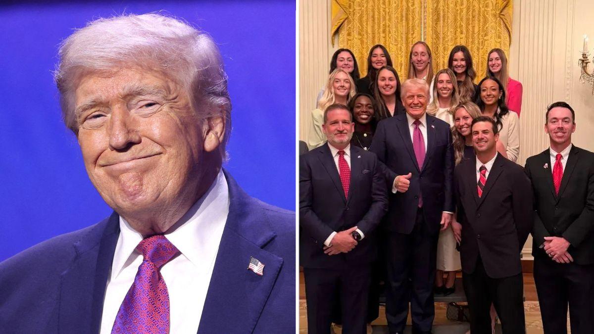 Photo of Donald Trump and The University of Georgia women's tennis team