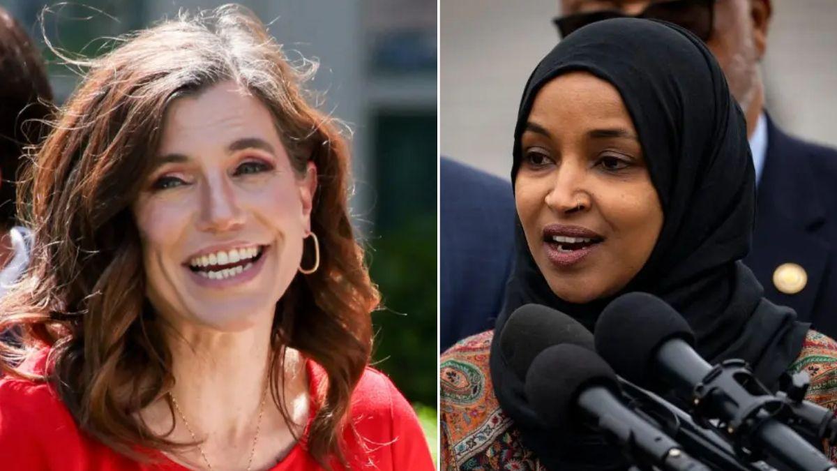 Split photo of Nancy Mace and Ilhan Omar.