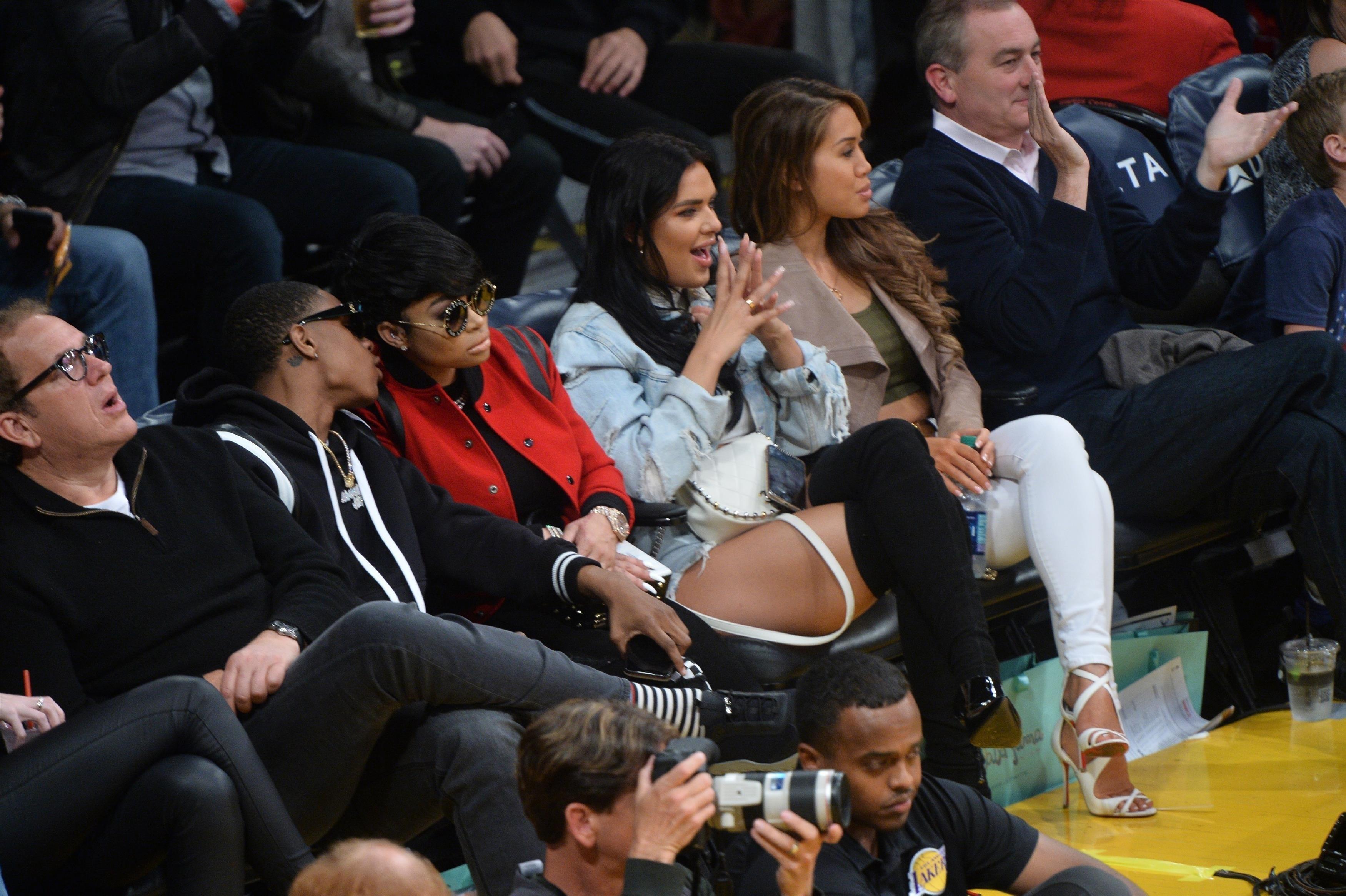 Blac Chyna and YBN Almighty Jay kick off the weekend with friends at the Lakers Game