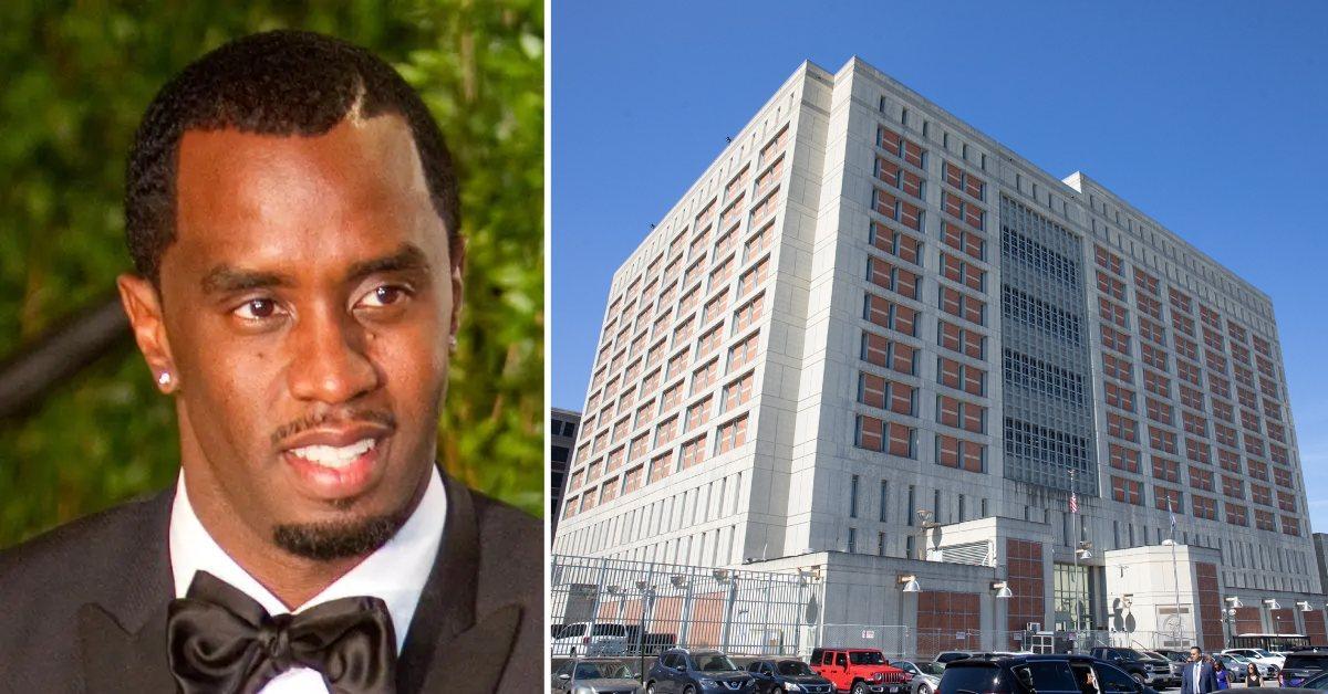 Photo of Sean 'Diddy' Combs and picture of the exterior of Brooklyn's Metropolitan Detention Center.