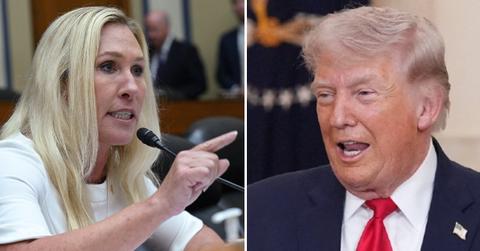 split of Marjorie Taylor Greene and Donald Trump.