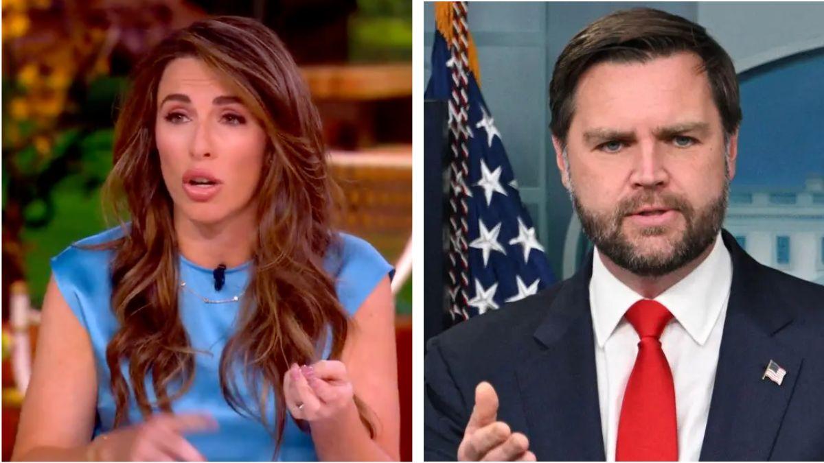 Split photo of Alyssa Farah Griffin and J.D. Vance