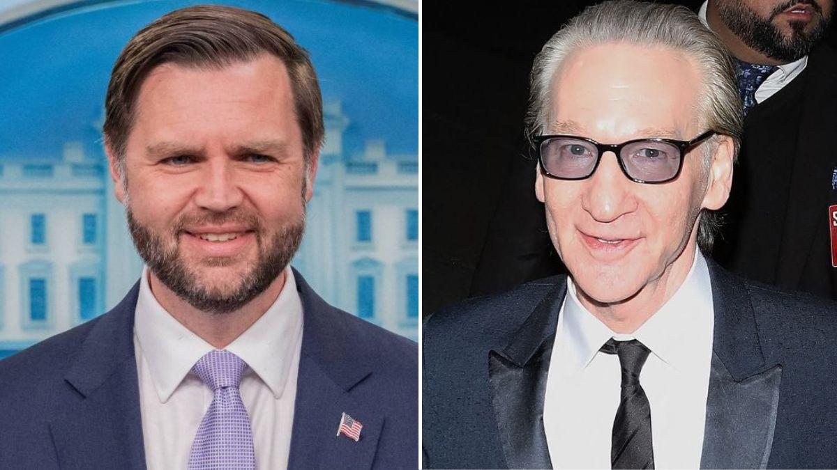 split image of JD Vance and Bill Maher