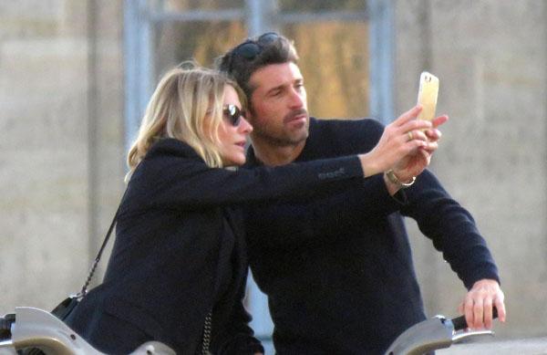 Patrick Dempsey and ex wife Jillian Fink strolling in Paris.