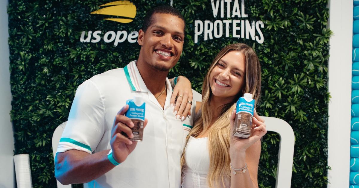 Image of Allison Kuch and Isaac Rochell are 'shaking up their wellness' with Vital Proteins' new collagen and protein shake.