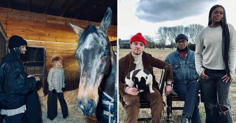 Photo of Madonna with Akeem Morris and a picture of Madonna's two sons with one of their sisters.