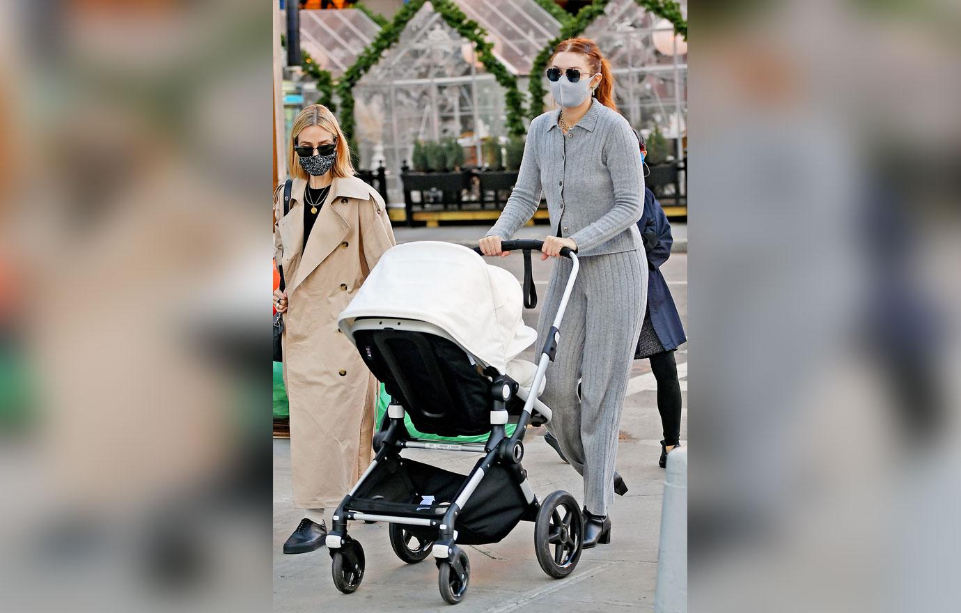 Gigi Hadid Wears Cozy Grey Sweater Set For Walk With Baby Khai