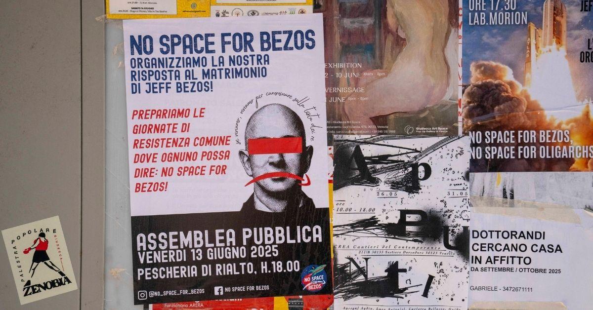 Photo Of The 'No Space For Bezos' Campaign Poster