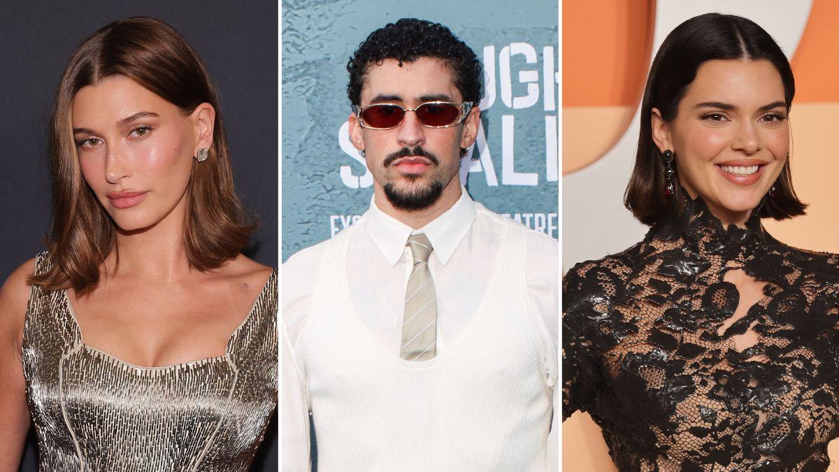 split image of Hailey Bieber / Bad Bunny / Kendall Jenner