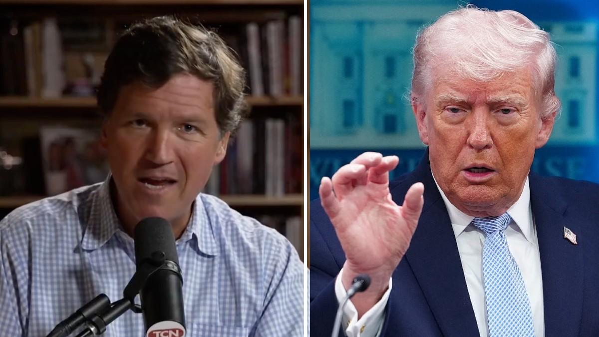 split ofTucker Carlson and Donald Trump. 