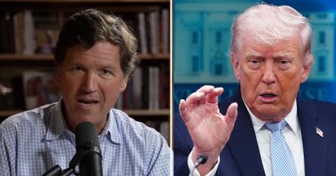 split ofTucker Carlson and Donald Trump.