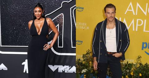 Composite photos of Tayshia Adams and Luke Gulbranson