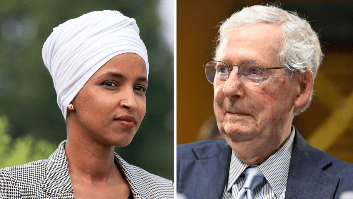 Image of Rep. Ilhan Omar urged Mitch McConnell to retire.