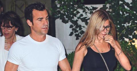 Jennifer Aniston and Justin Theroux go out with their mothers Nancy Dow and Phyllis Grissim Theroux in NYC