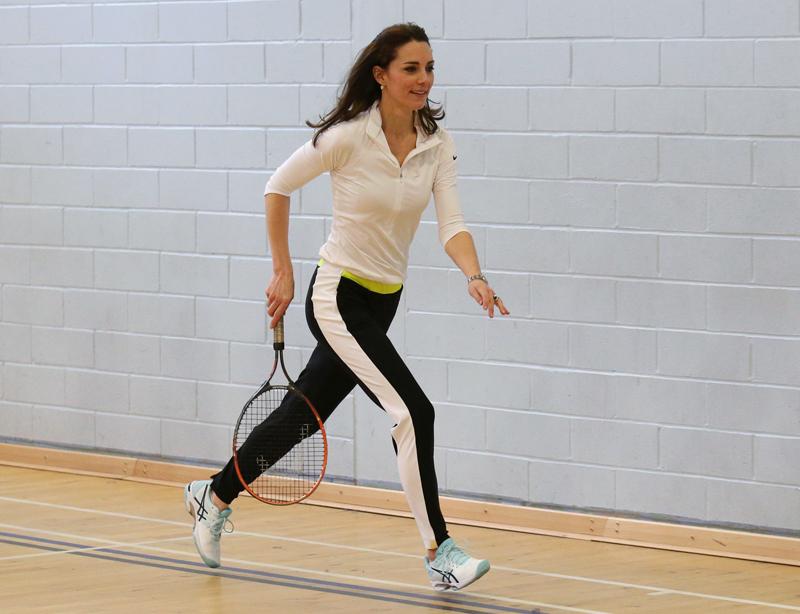 The Duchess of Cambridge takes part in a Tennis coaching workshop