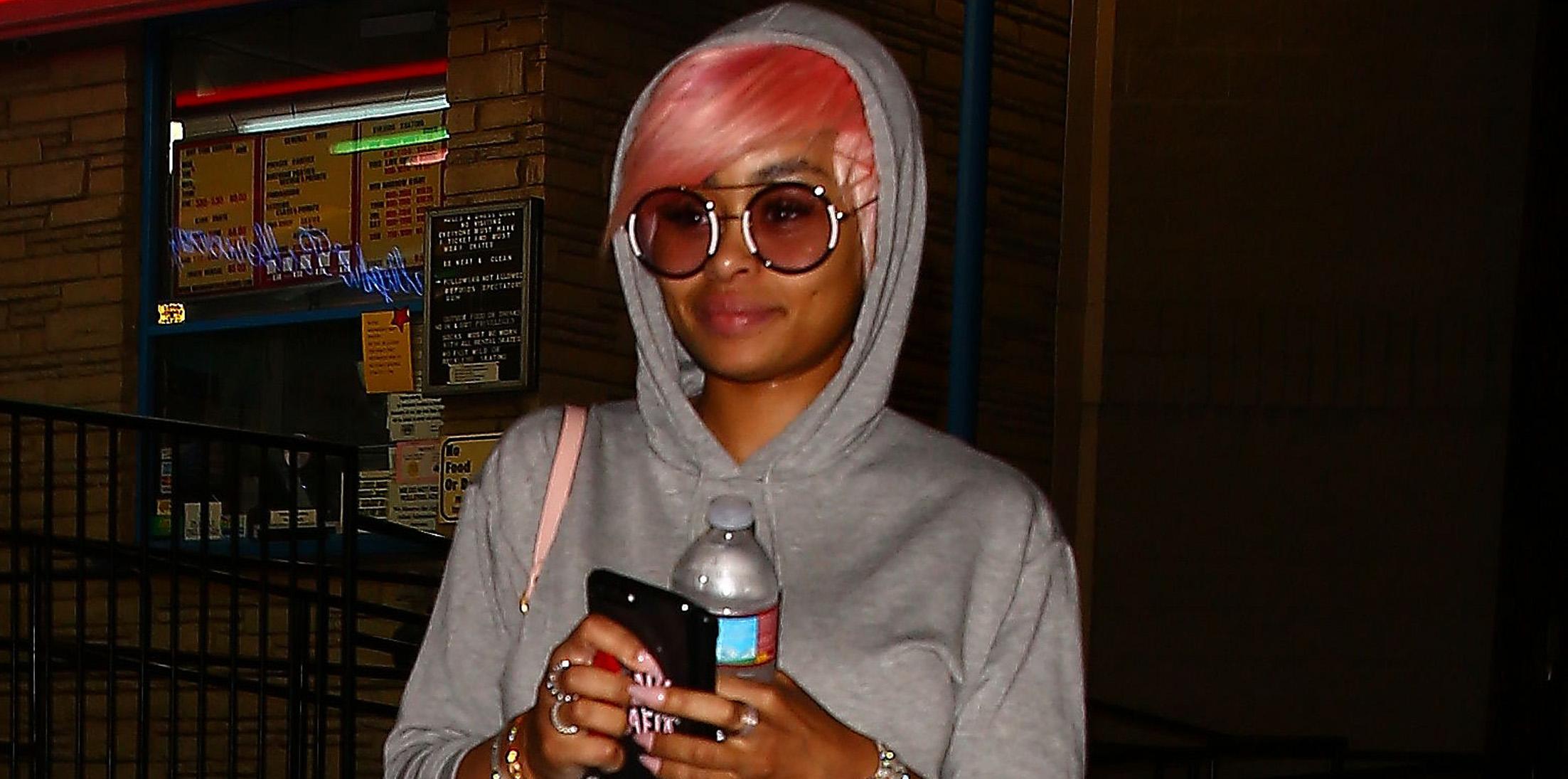 Blac Chyna shows off her pink hair while roller skating at Moonlight in LA