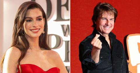 Split images of Anne Hathaway and Tom Cruise