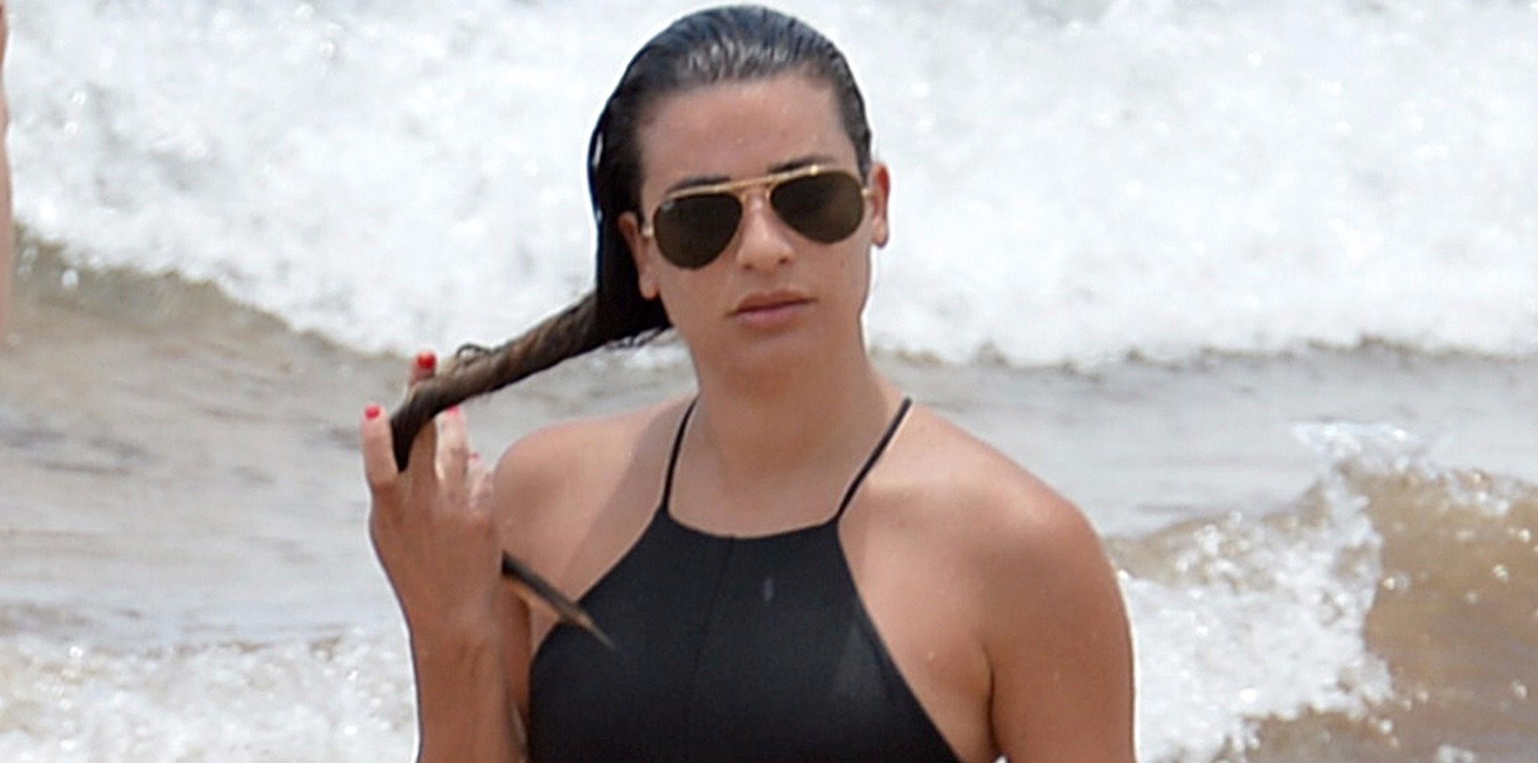 Lea Michele Bathing Suit Sexy Cutouts Photos Long