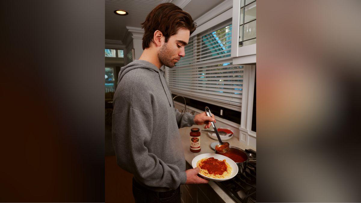 Image of Alex Hall celebrates his Olympic success while teaming up with Rao’s Homemade during the Games.