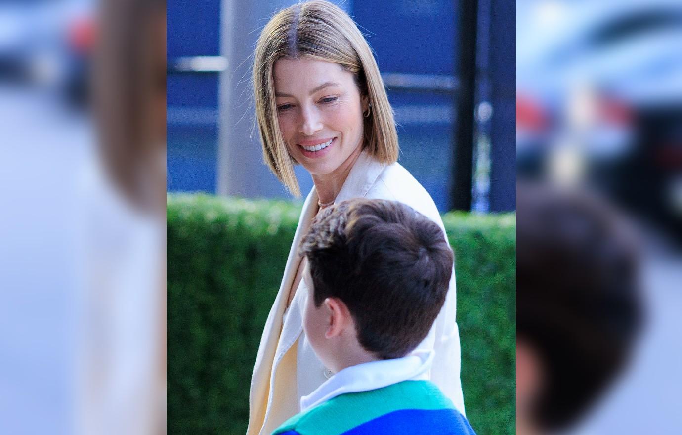 jessica biel at us open with son silas