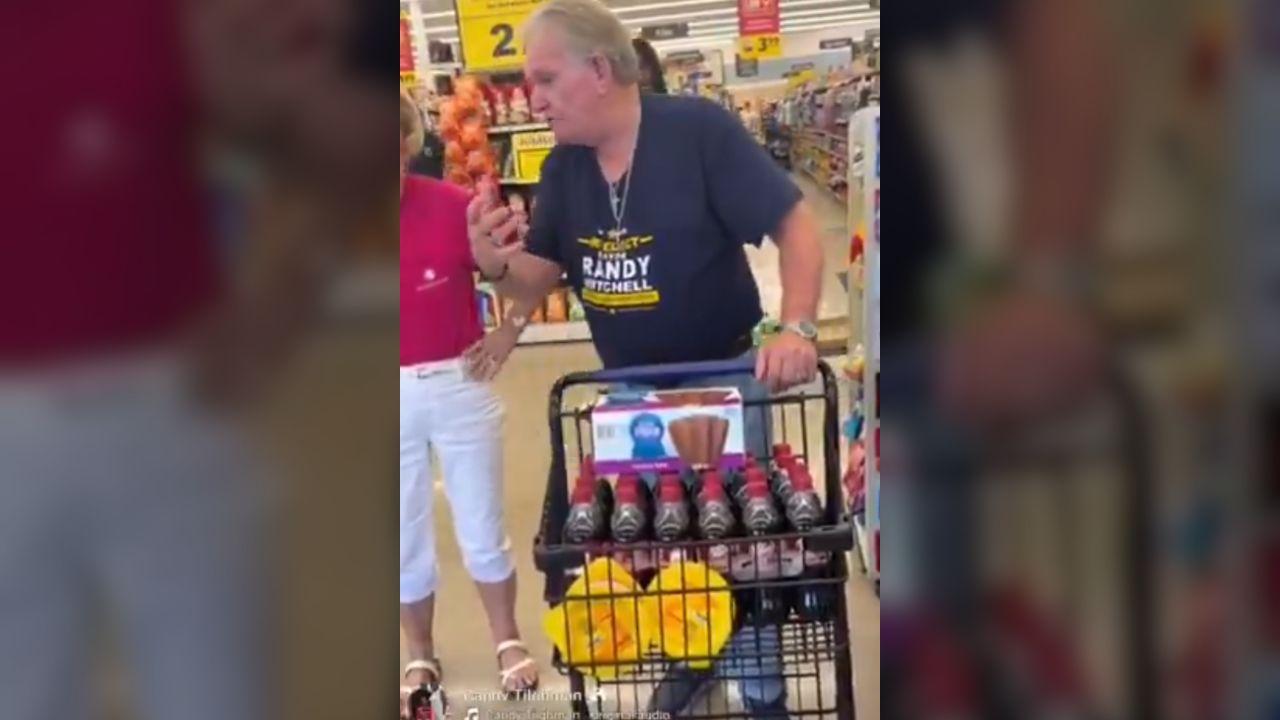 Image of this happened when she was checking out groceries, and he was standing in the queue, waiting for checkout.