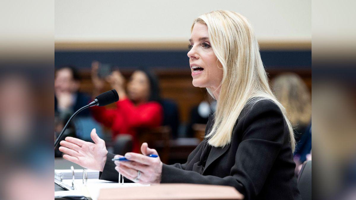 image of Pam Bondi denied being involved in relocating Ghislaine Maxwell to a lower-security prison last summer.