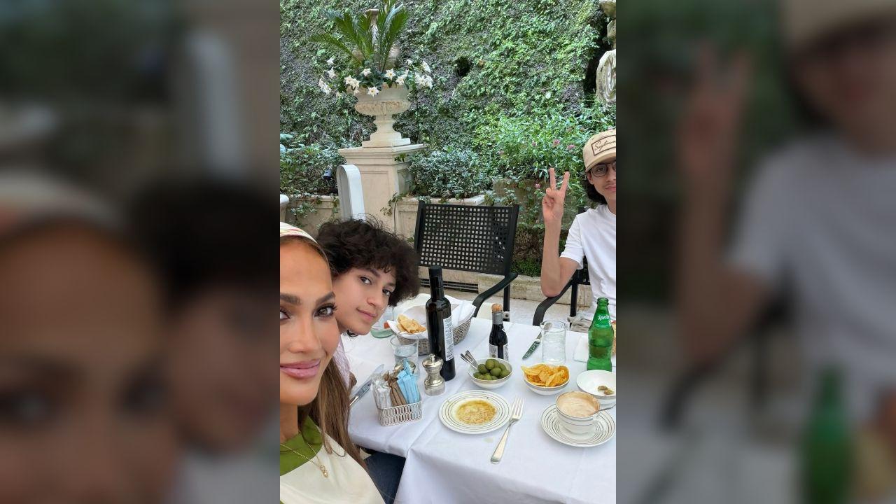 Photo of Lopez road-tripped around Italy with her two kids.