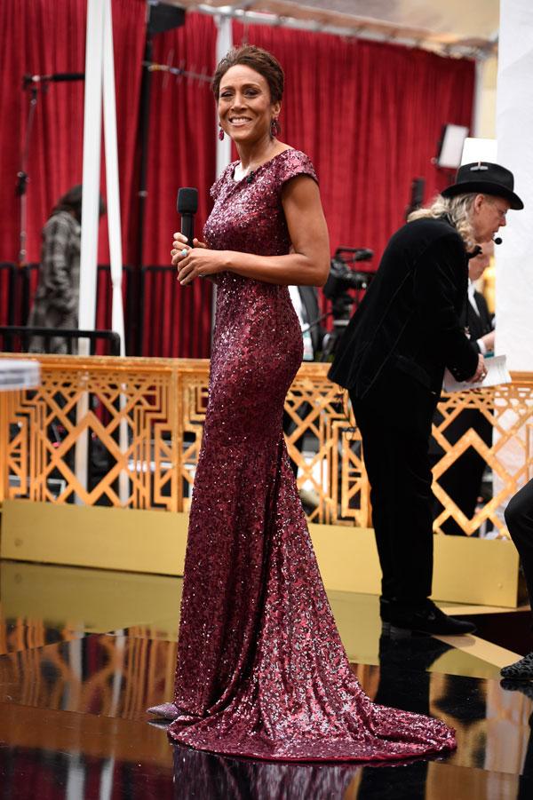 Robin roberts 2015 oscars red dresses