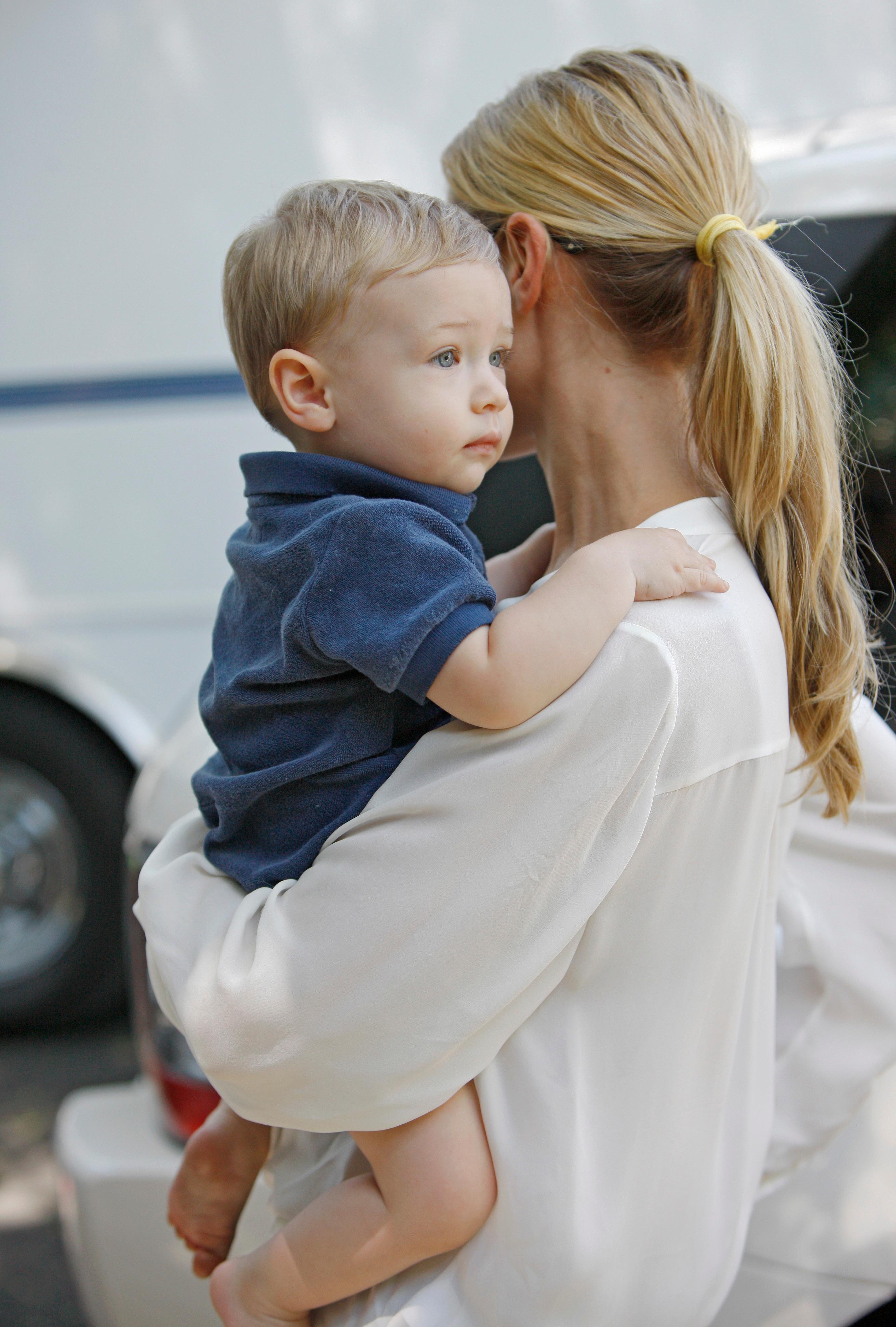 Kristin Cavallari brings her baby boy Camden to the set of &#039;The League&#039; filming in Burbank, CA