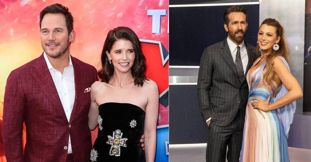 Photo of Chris Pratt, Katherine Schwarzenegger, Ryan Reynolds and Blake Lively.