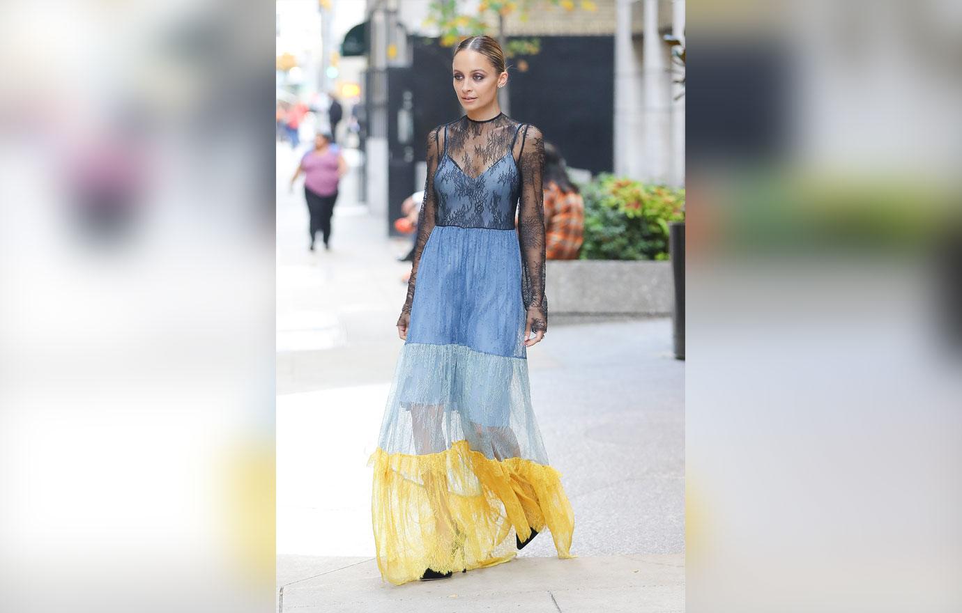 Nicole Richie Wears Sexy Lace Dress In New York