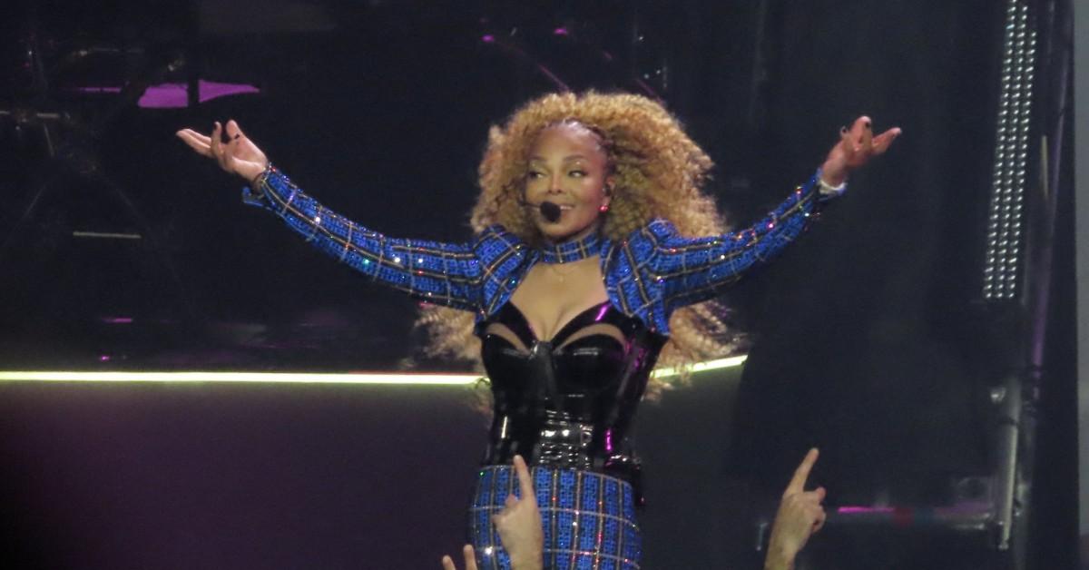 janet jackson backup dancer rubs hands chest las vegas residency