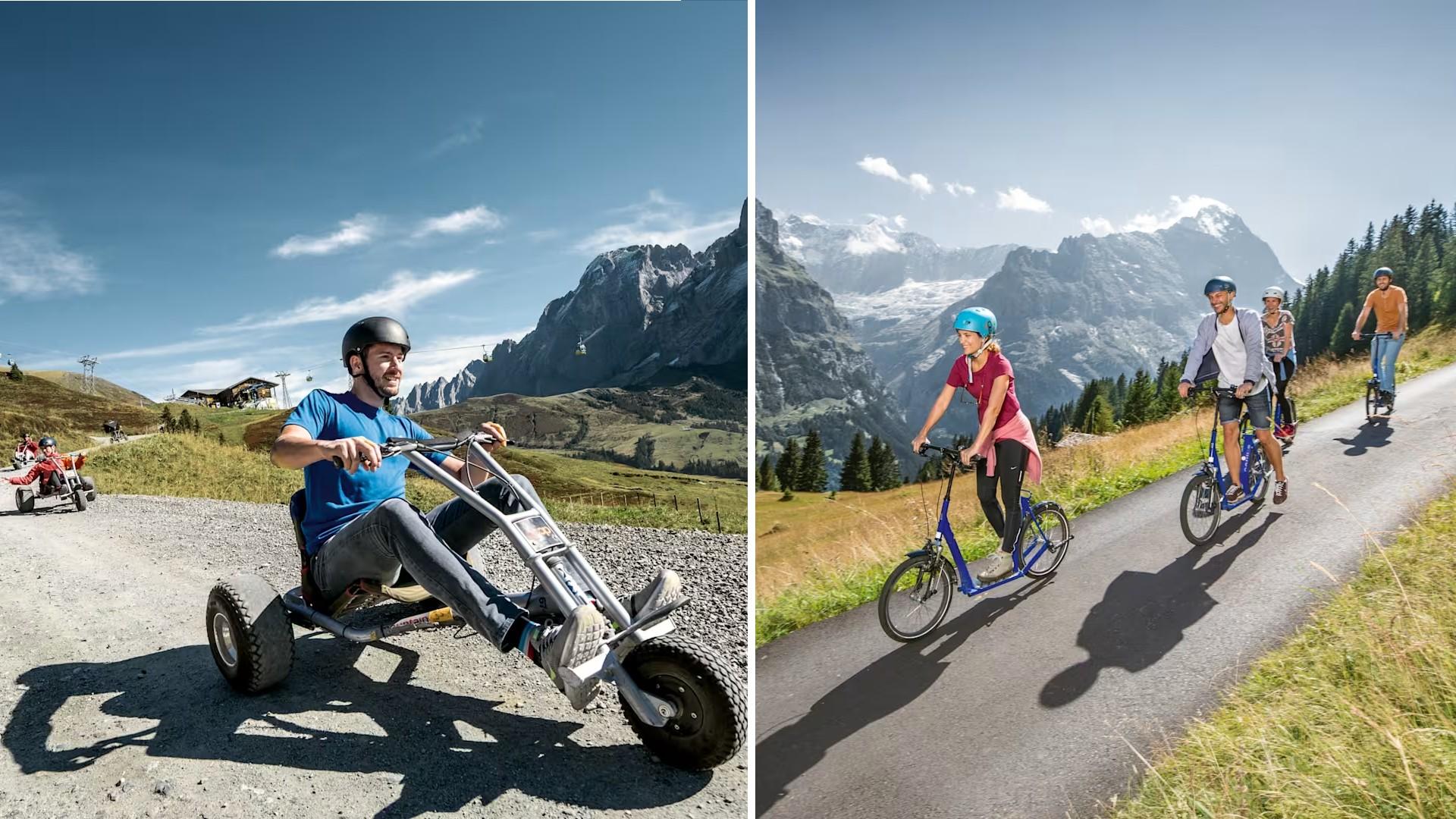 Let gravity do the work! Grindelwald’s First Mountain Cart and Trottibike turn a downhill mountain ride into a thrilling adventure packed with twists, turns and spectacular Swiss Alps scenery.