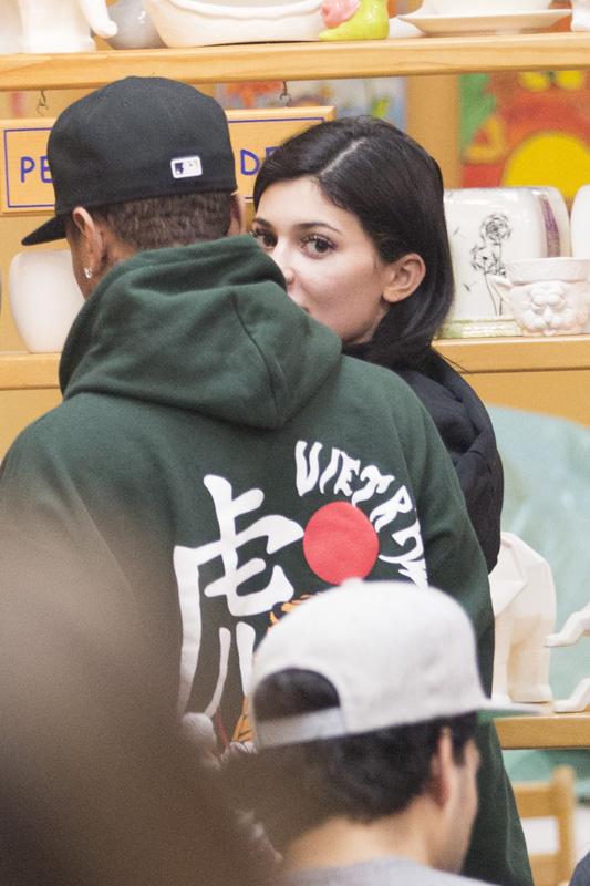 Kylie Jenner and Tyga make out in front of children at Color Me Mine