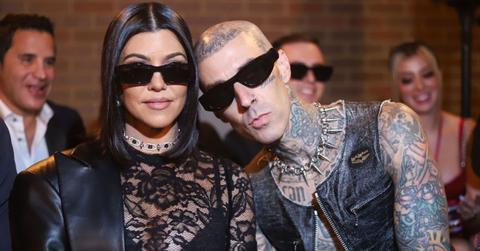 Image of Kourtney Kardashian and Travis Barker step out for Landon’s birthday party.