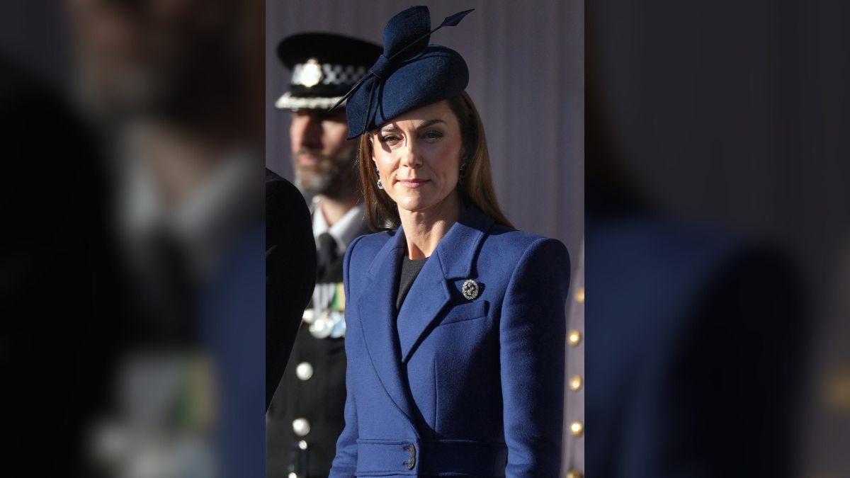 image of Princess Kate wore a pale blue gown when she was in Germany.