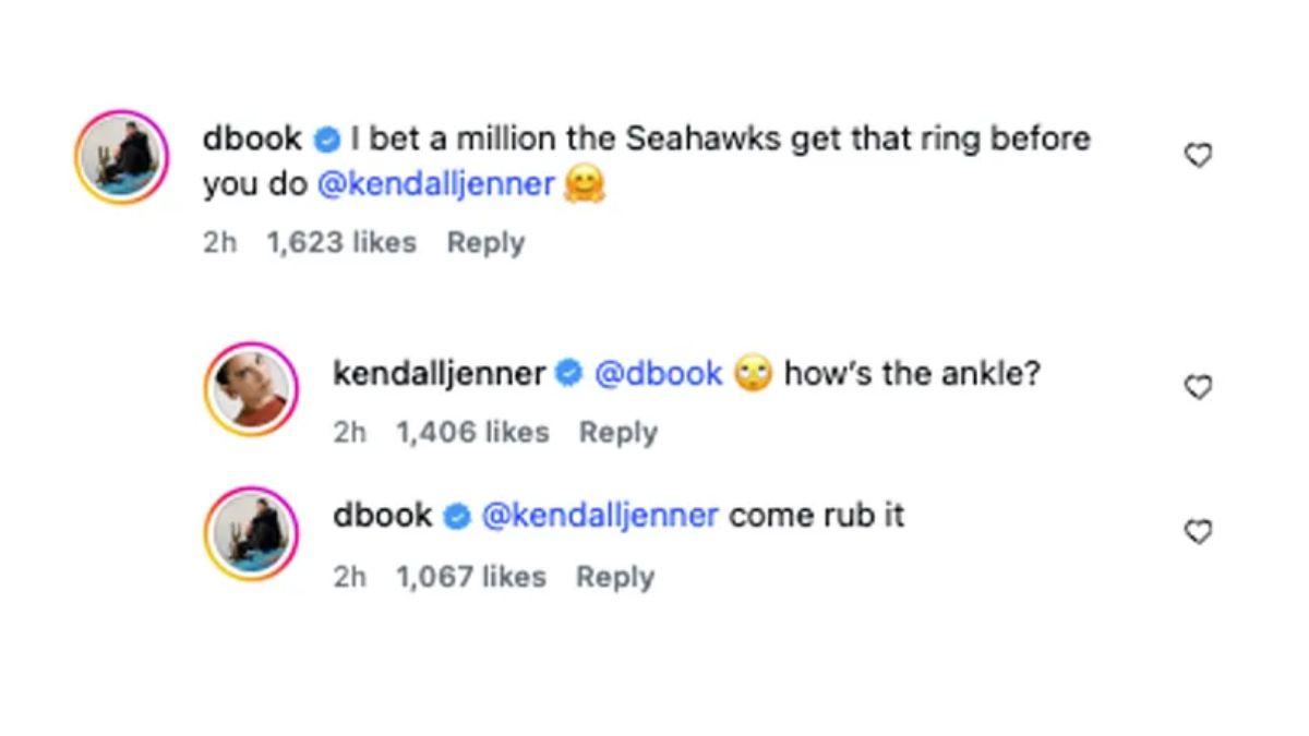 image of Devin Booker teased Kendall Jenner, joking about his ankle injury.
