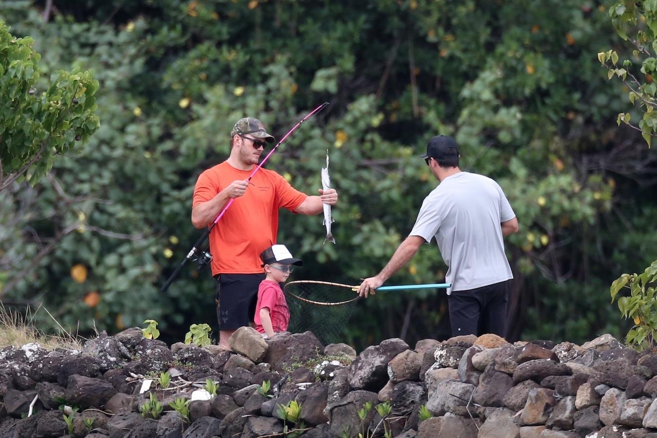 *EXCLUSIVE* Chris Pratt goes fishing with his son Jack in Hawaii