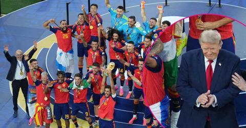 Composite photo of Donald Trump and Spain's World Cup players.