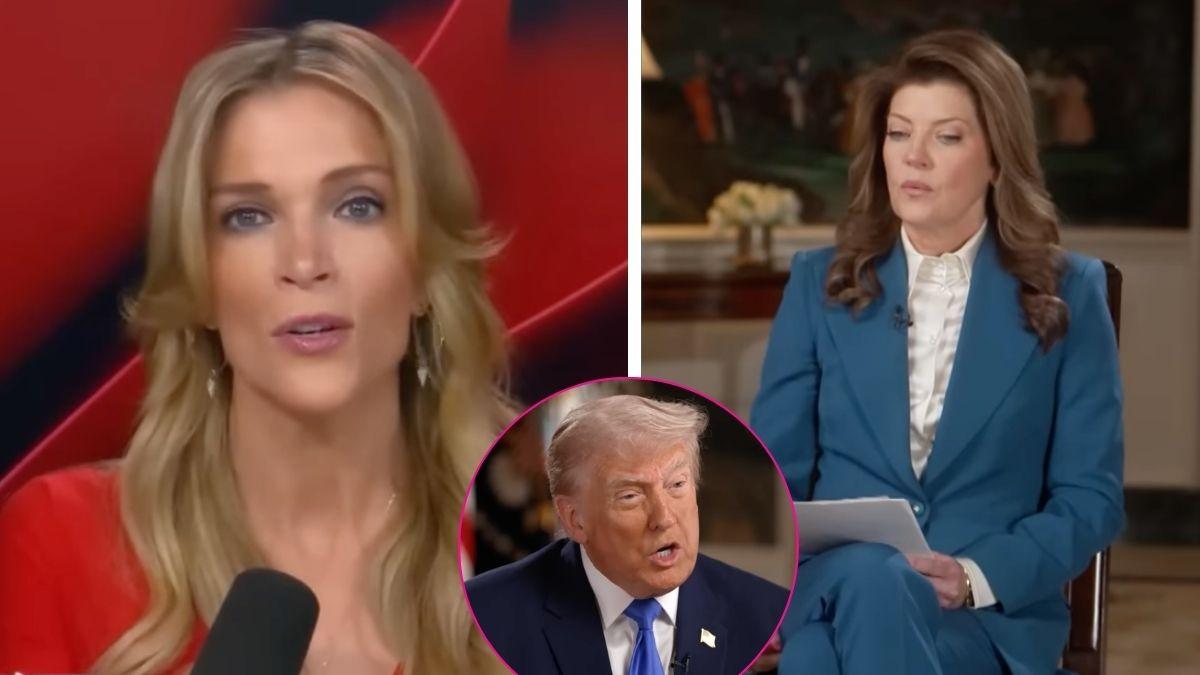 Composite photo of Megyn Kelly, Donald Trump and Norah O'Donnell