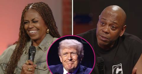 composite photo of michelle obama, dave chappelle and donald trump