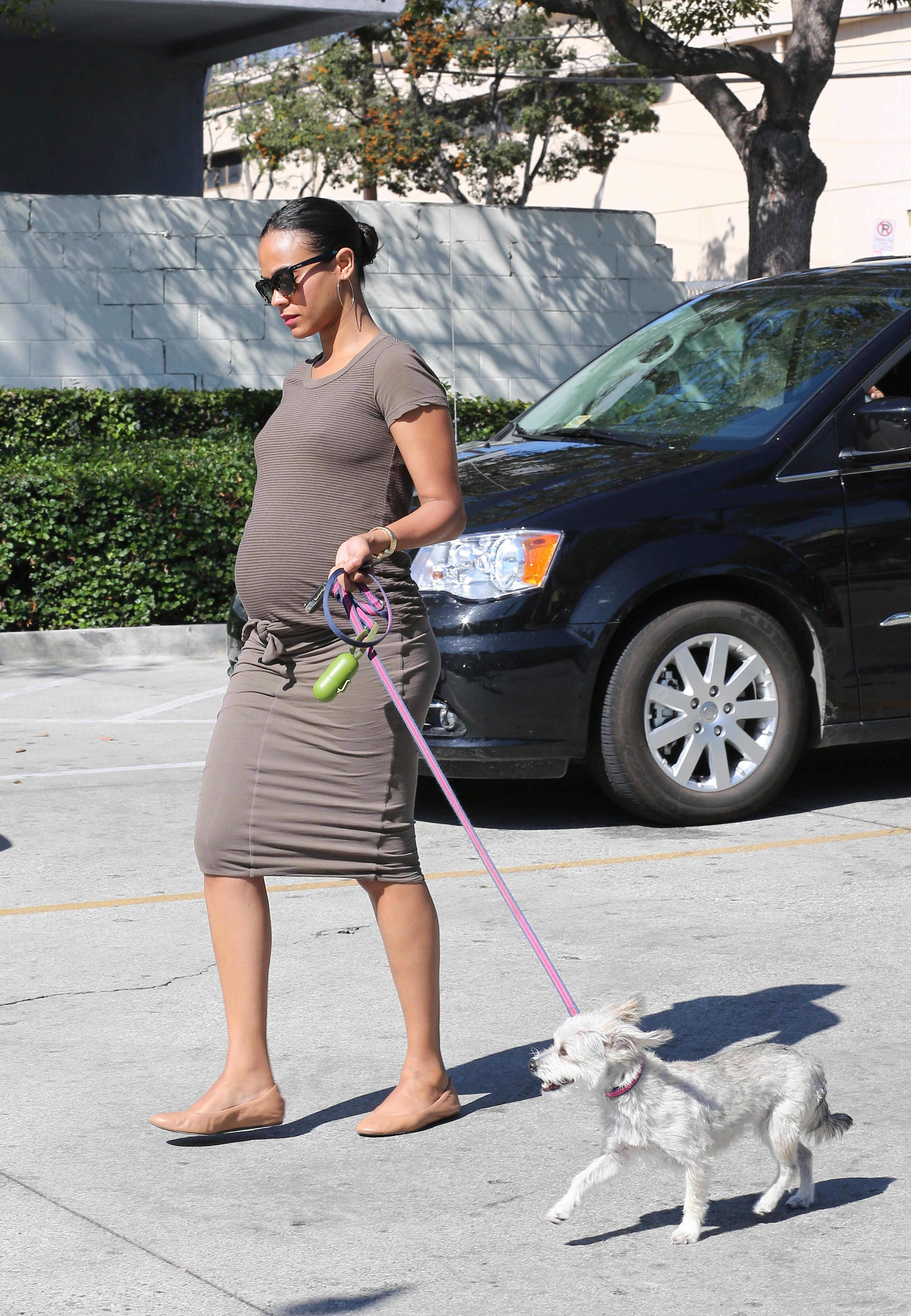 Zoe Saldana went to the drive through of In N Out Burger in LA