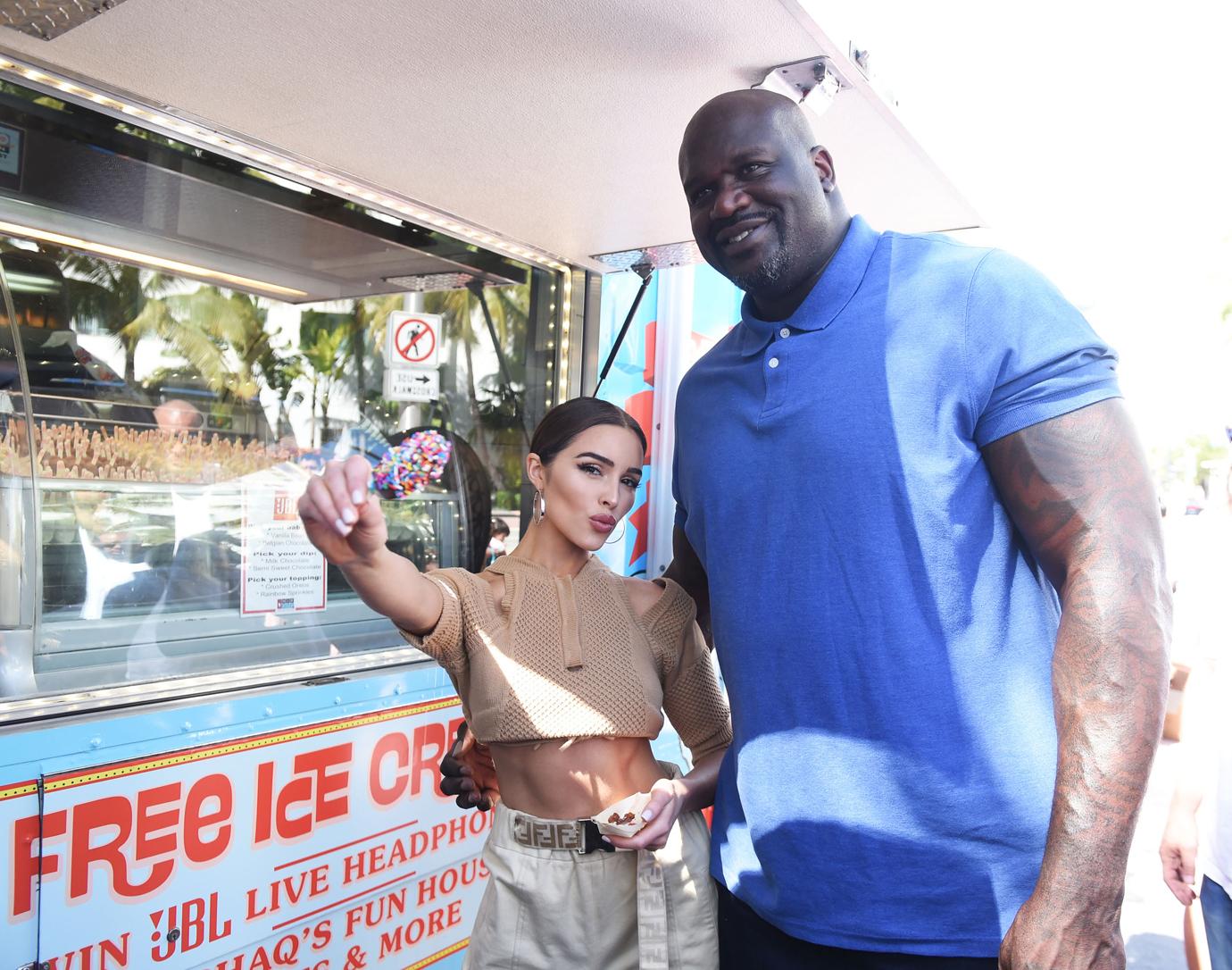 Olivia Culpo Shaquille O'Neal JBL Ice Cream