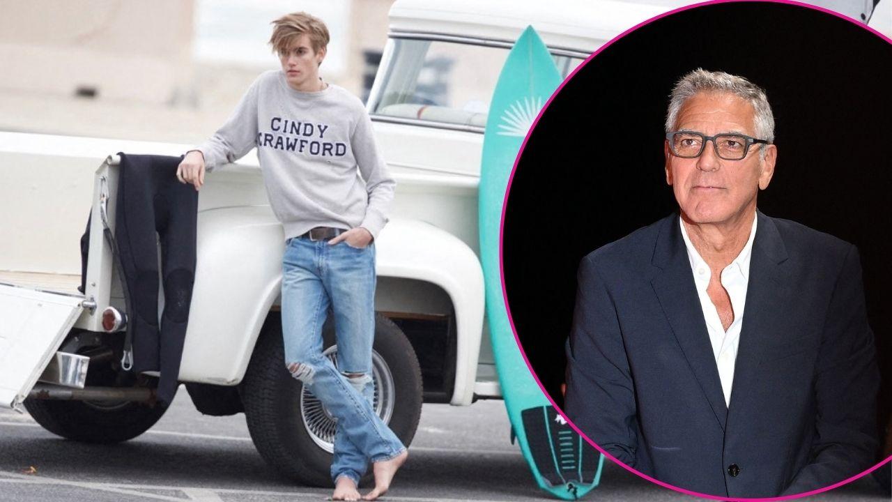 Split photo of Presley Gerber and George Clooney