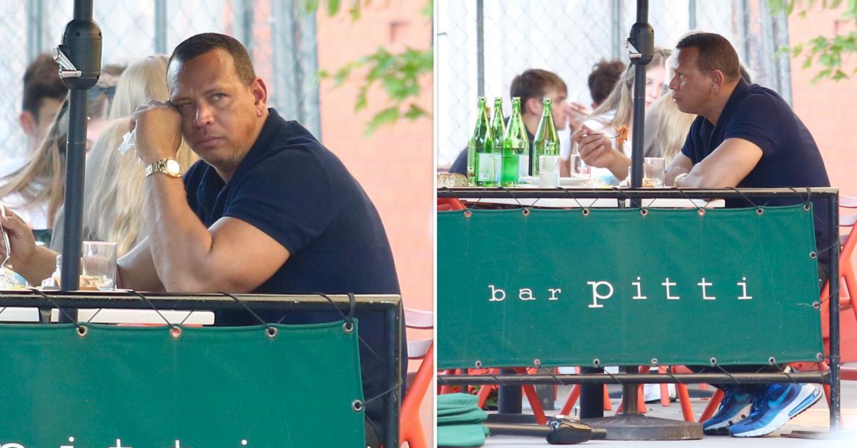 alex rodriguez looks sad as he eats alone in bar pitti